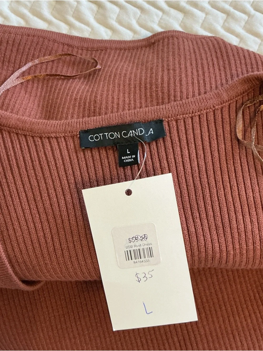 NWT Cotton Cotton LA Brown Cutout Long Sleeve Bodycon Sweater Dress Size L - Picture 5 of 7